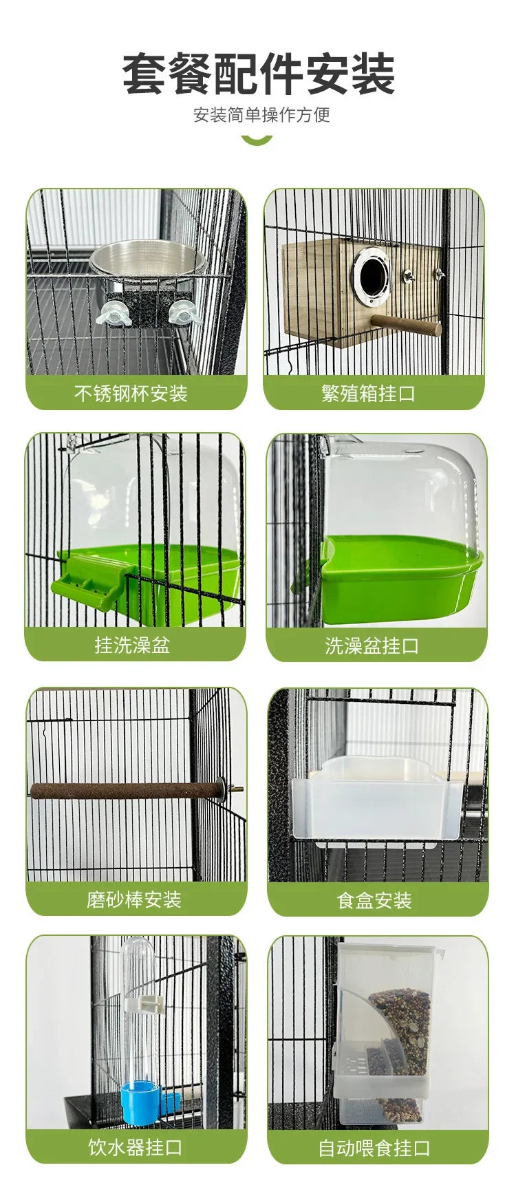 Large Metal Bird Cage with Wood Stand for Conures Lovebird Cockatiel Parakeets House Parrots Playground Activity Center