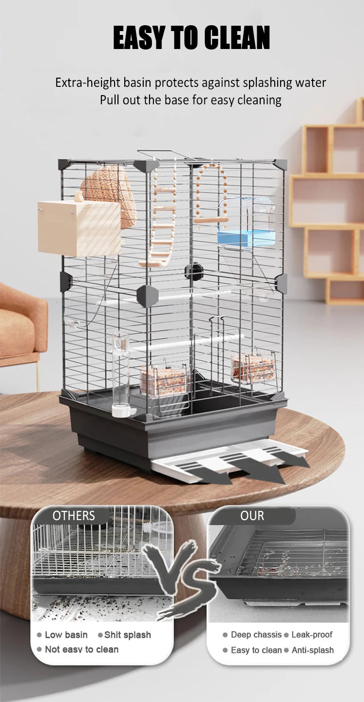 Large Birdcage Standing Ornamental BirdCage Easy To Clean Large Space House Breeding Bird Flight Cage Home Crate Parrot Nest