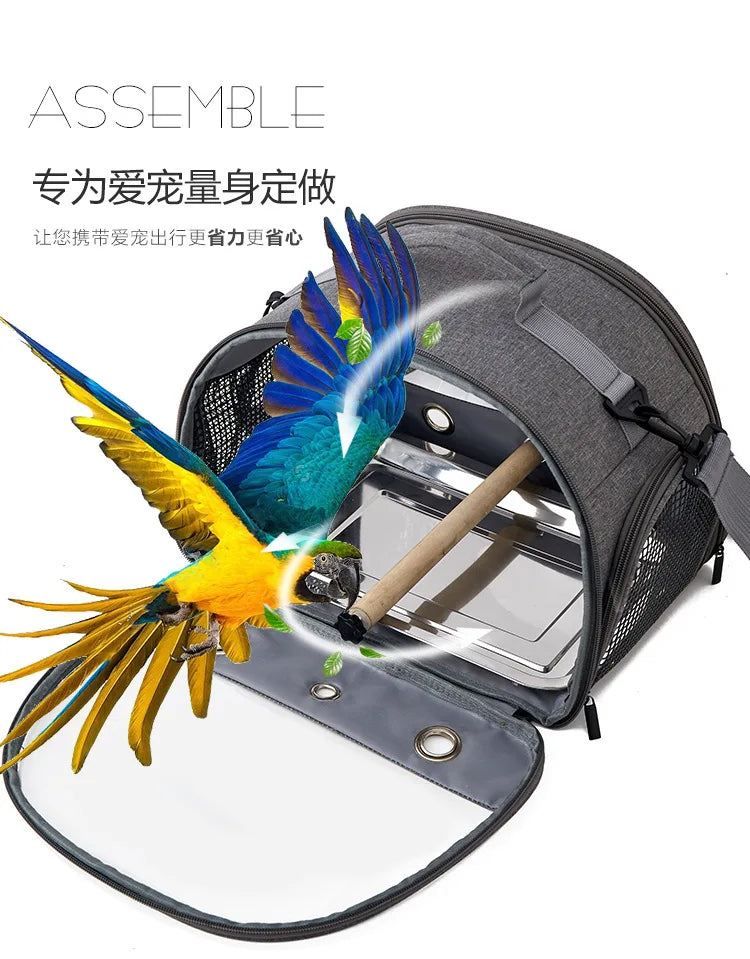 Portable Clear Bird Parrot Transport Cage Breathable Bird Carrier Travel Bag  Rabbit Mole Hamster Hedgehog Small Pet Outdoor Bag