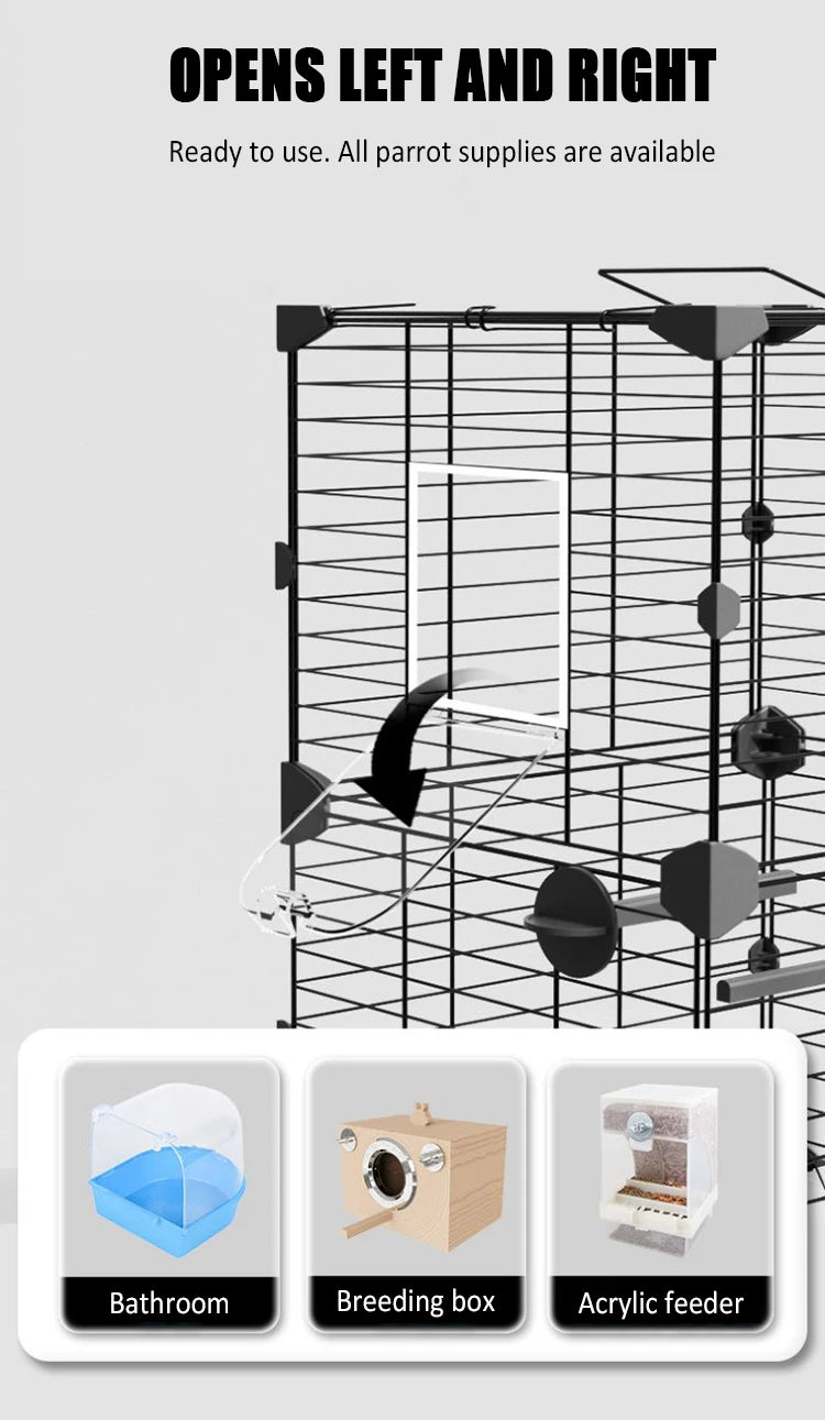 Large Birdcage Standing Ornamental BirdCage Easy To Clean Large Space House Breeding Bird Flight Cage Home Crate Parrot Nest