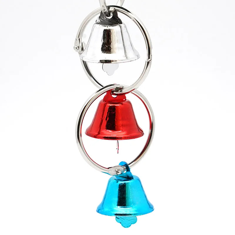 Parrot Bite Toy Bird Ring Bell Parrot Hanging Swing Chain Toy Parakeet Chew Swings Toy with Hanging Bells Bird Cage Bird Toys