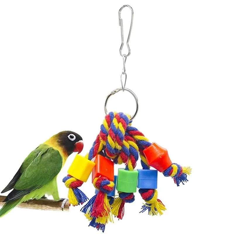 Parrot Chew Toy Cotton Rope Birds Toy Bite Bridge Bird Tearing Toys Cockatiels Training Hang Swings Birds Cage Supplies