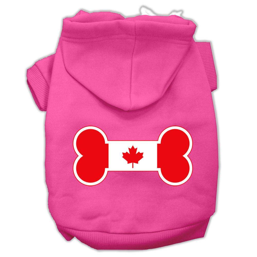 Pet, Dog & Cat Hoodie Screen Printed, "Bone Shaped Canadian Flag"