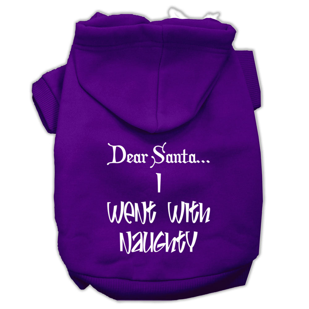 Christmas Pet Dog & Cat Hoodie Screen Printed, "Dear Santa, I Went With Naughty"