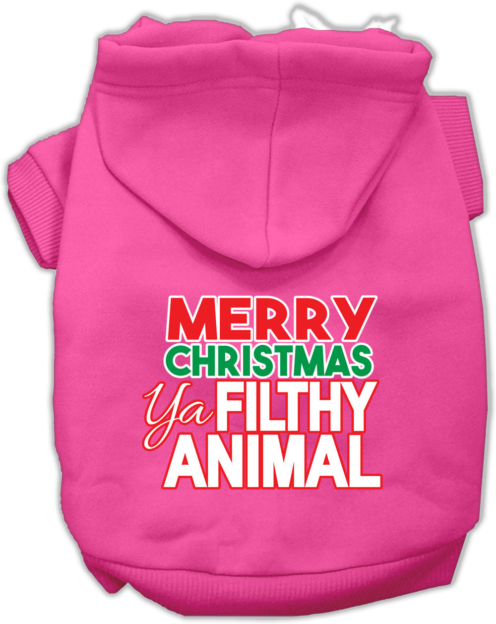 Christmas Pet Dog & Cat Hoodie Screen Printed, "Merry Christmas Ya Filthy Animal"