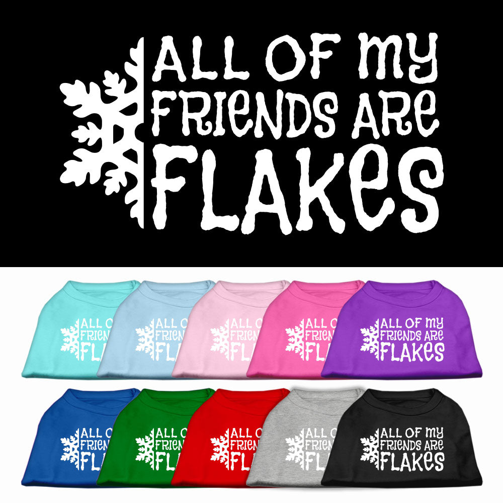 Christmas Screenprinted Dog Shirt, "All My Friends Are Flakes"