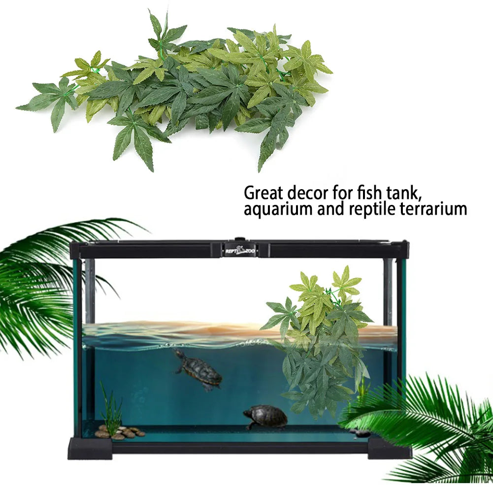 Artificial Plant Fish  Decorations Green Artificial Plant Fake Leaves Aquarium Fish  Reptile Terrarium Ornaments Decor