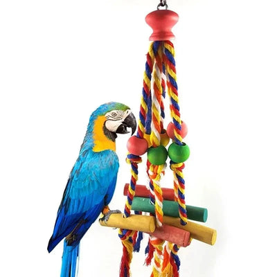 Parrot Chew Toy Cotton Rope Birds Toy Bite Bridge Bird Tearing Toys Cockatiels Training Hang Swings Birds Cage Supplies