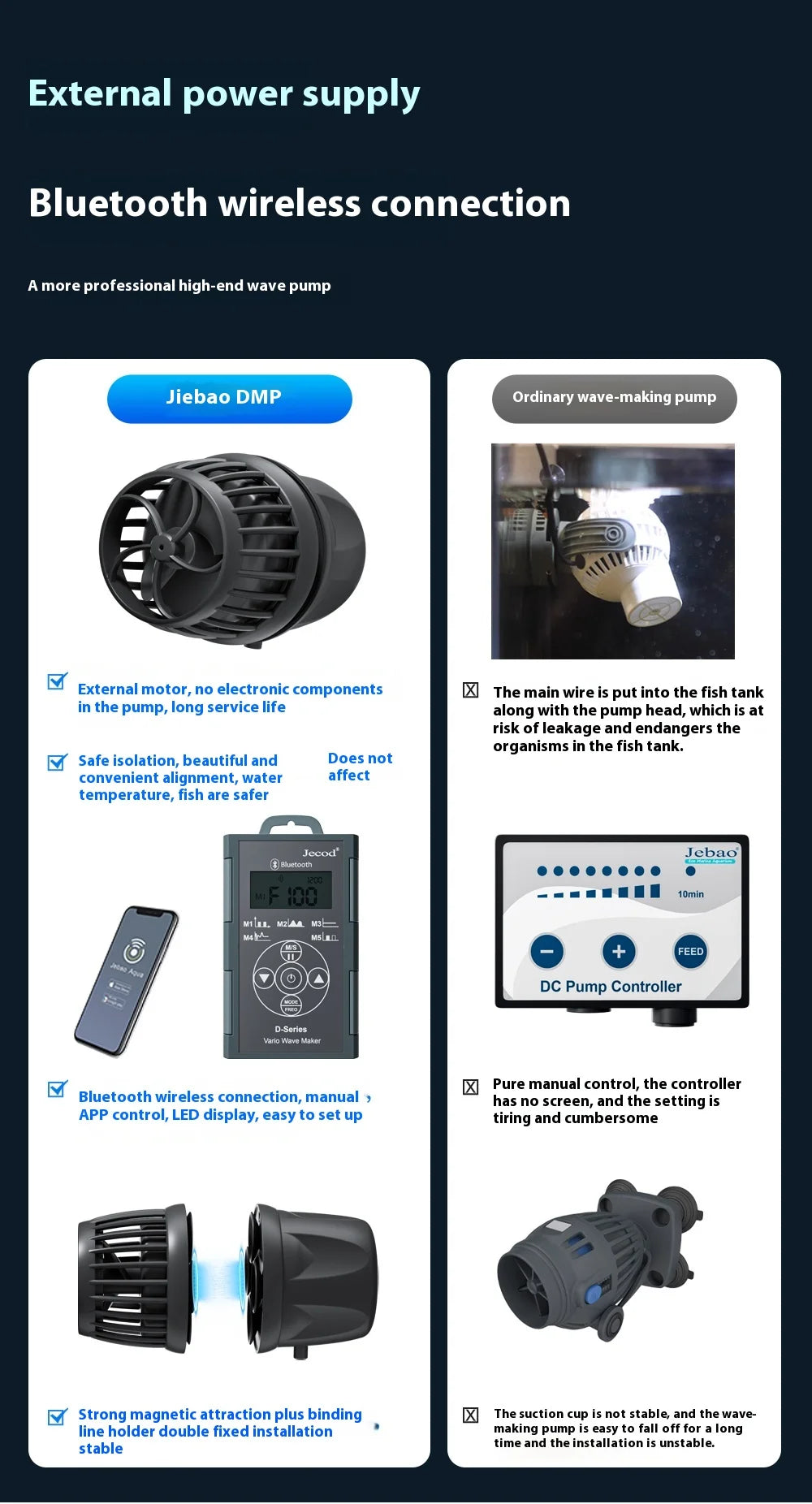 110-240V new jecod jebao out-of-cylinder wave pump DMP aquarium coral smart wave pump oxygenation Bluetooth connection