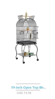 Small Metal Pet Bird Cage Bird Carrier Travel Cage with Standing Stick Swing Feeder Easy Clean 3-Tier Spacious Portable Cage Kit