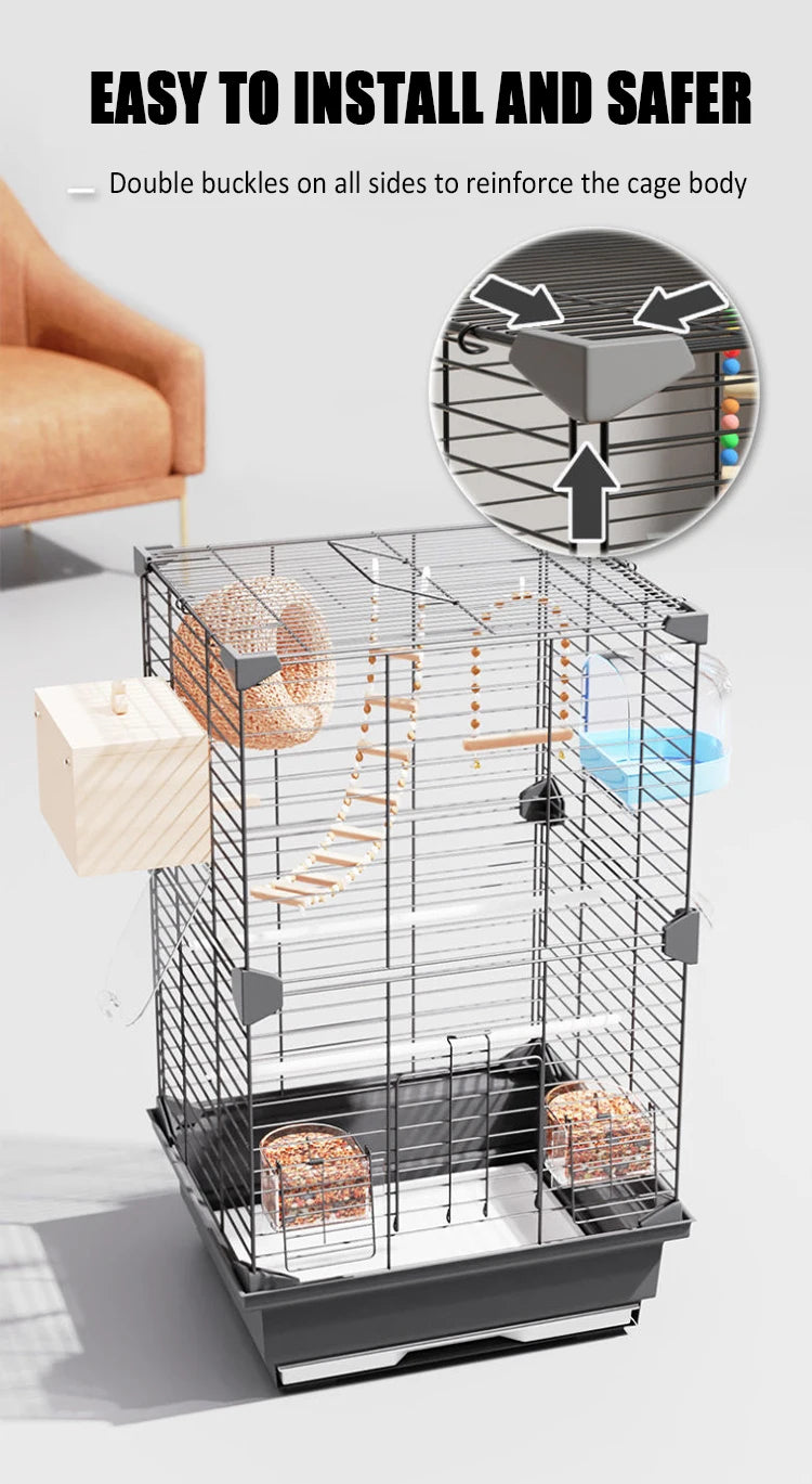 Large Birdcage Standing Ornamental BirdCage Easy To Clean Large Space House Breeding Bird Flight Cage Home Crate Parrot Nest