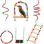 Bird Cage Toys for Parrots Wooden Colorful Swing Ladder Birds Reliable Chewable Bite Bridge Wooden Beads Shape Parrot Toy