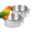 Parrot Feeding Cups Bird Feeder Dish Removable Stainless Steel Food Bowls with Clamp Holder for Cage for Small Animals Bird Cage