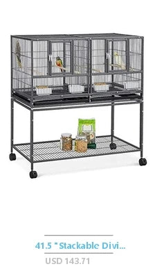 Small Metal Pet Bird Cage Bird Carrier Travel Cage with Standing Stick Swing Feeder Easy Clean 3-Tier Spacious Portable Cage Kit