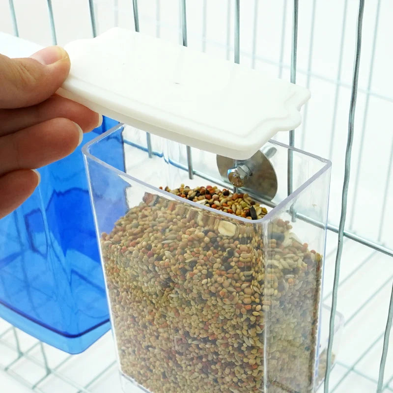 Automatic Bird Feeder Parrot Quail Cage Hanging Feeder Box Automatic Anti-spill Mount Budgie Cockatiel Conure Food Dispenser