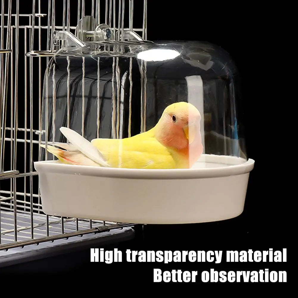 Clear Hanging Bird Bath for Cage Parakeet Bird Cage Accessories Parrots Bathtub Bath Shower Cage for Canary Budgerigar Cockatiel