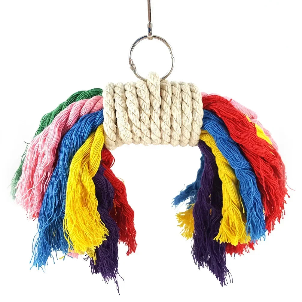 Parrot Chew Toy Cotton Rope Birds Toy Bite Bridge Bird Tearing Toys Cockatiels Training Hang Swings Birds Cage Supplies