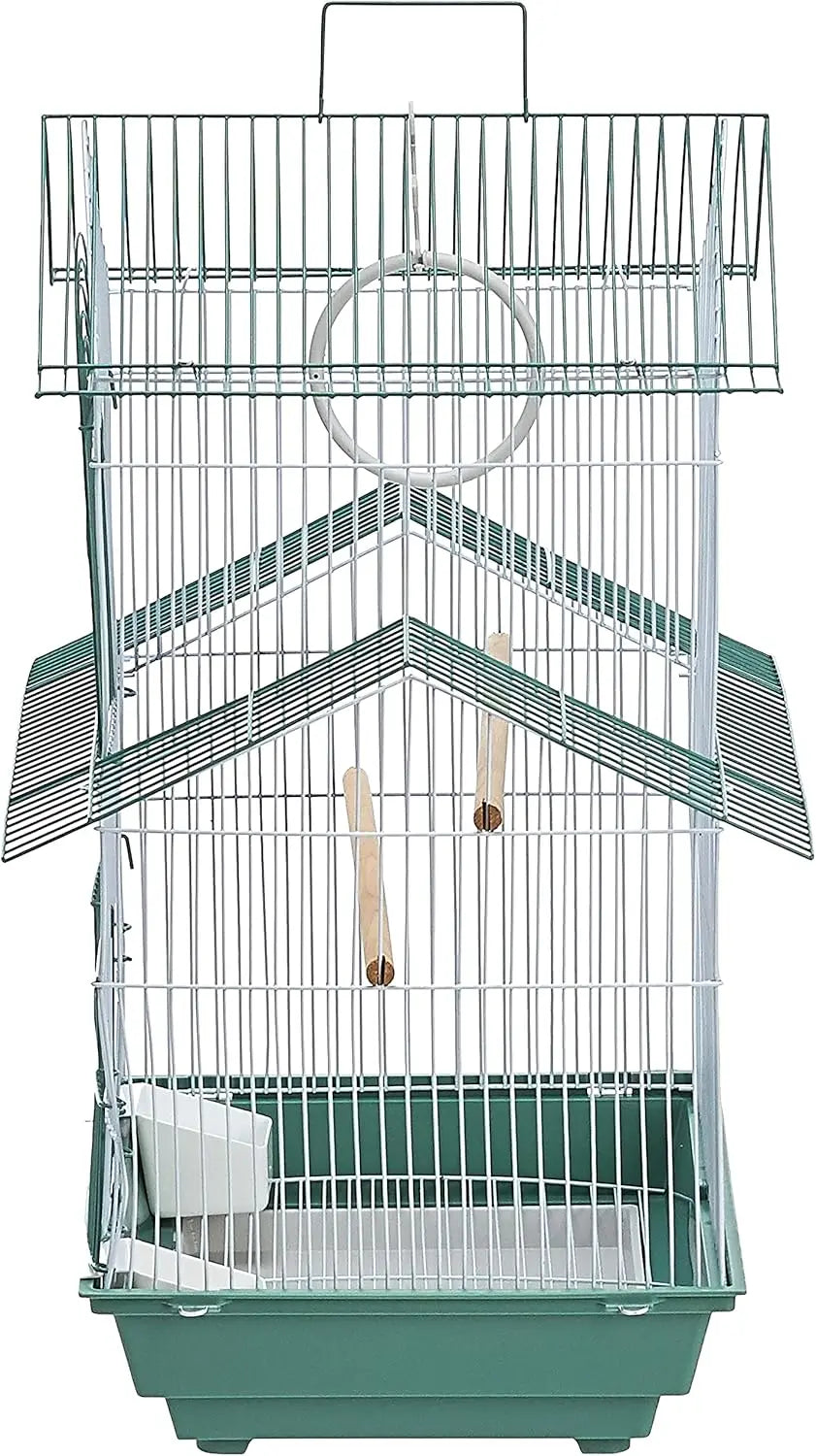 Peak Style Parakeet Bird Cage 13.5x11x22 Inch Swing Perches Cups Tray Toy