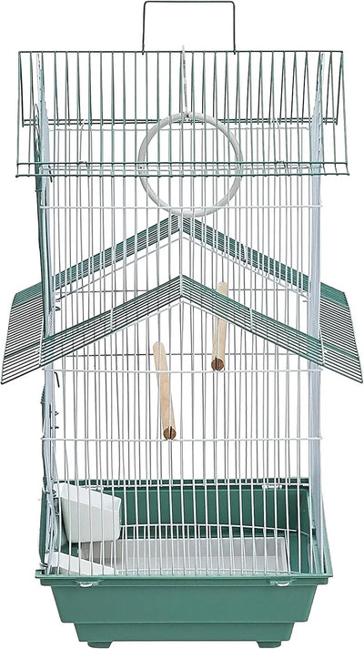 Peak Style Parakeet Bird Cage 13.5x11x22 Inch Swing Perches Cups Tray Toy