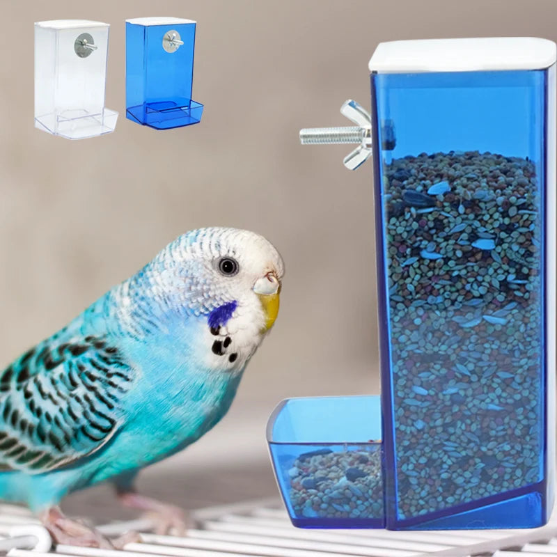 Parrots Birds Feeding Box Food Dispenser Antisplash Dustproof Bird Parakeet Feeder Cage Screw Food Dispenser Pet Supplies