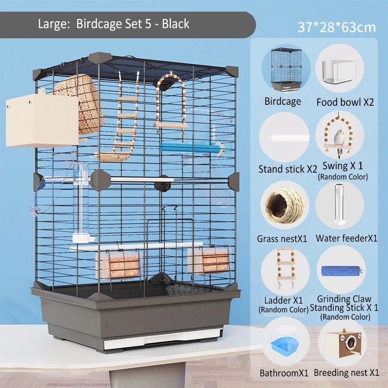 Large Birdcage Standing Ornamental BirdCage Easy To Clean Large Space House Breeding Bird Flight Cage Home Crate Parrot Nest