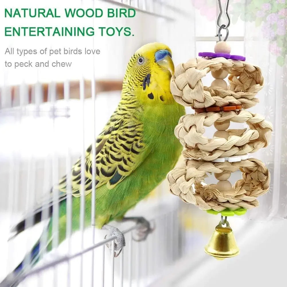 New Parrot Swing Toy Chewing Standing Hanging Perch Hammock Climbing Ladder Bird Cage Toy Suitable Small Medium Sized Birds