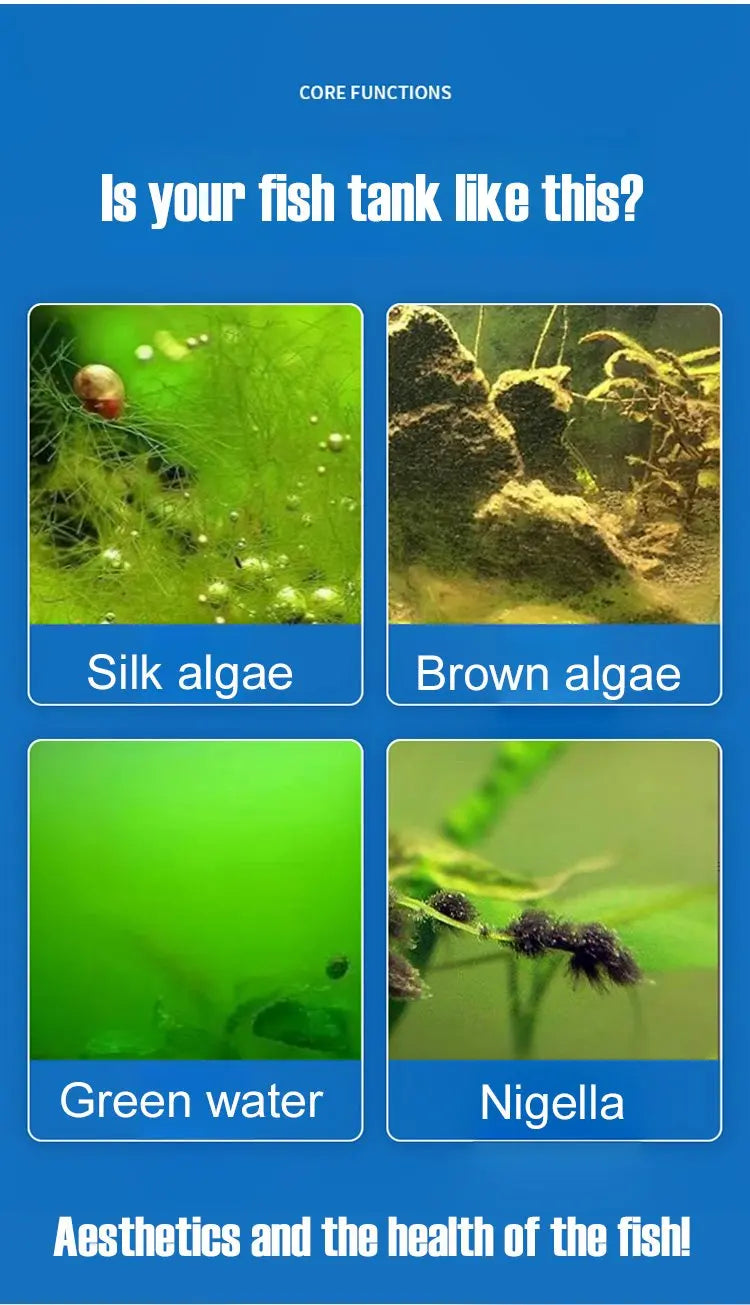 Algae Remover Fish Tank Water Grass Aquarium Green Aquatic Weed Moss Algae Removal Environmental Ecological Safe Water Purifier