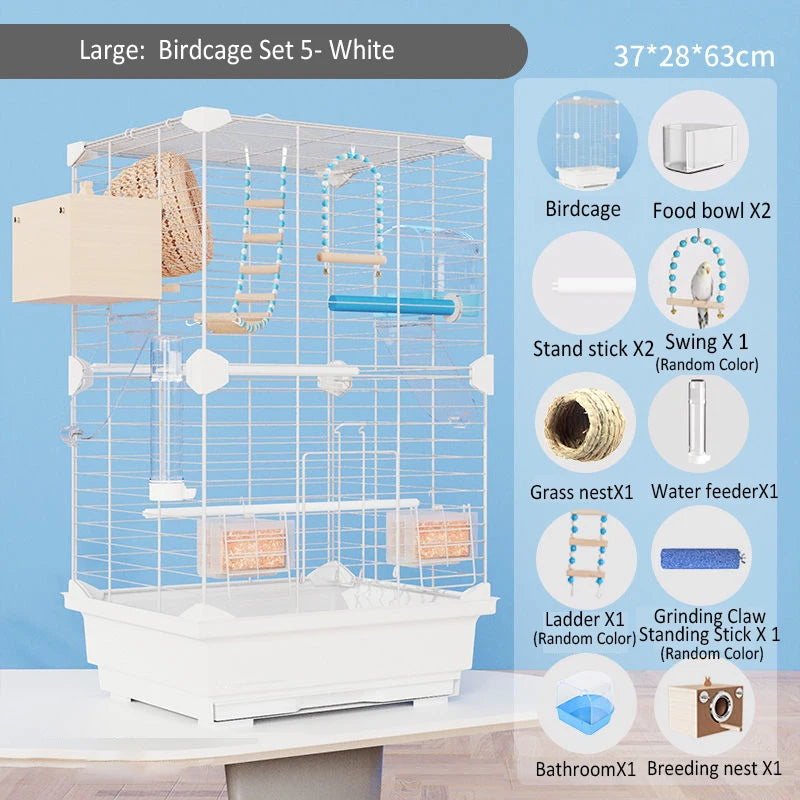 Large Birdcage Standing Ornamental BirdCage Easy To Clean Large Space House Breeding Bird Flight Cage Home Crate Parrot Nest