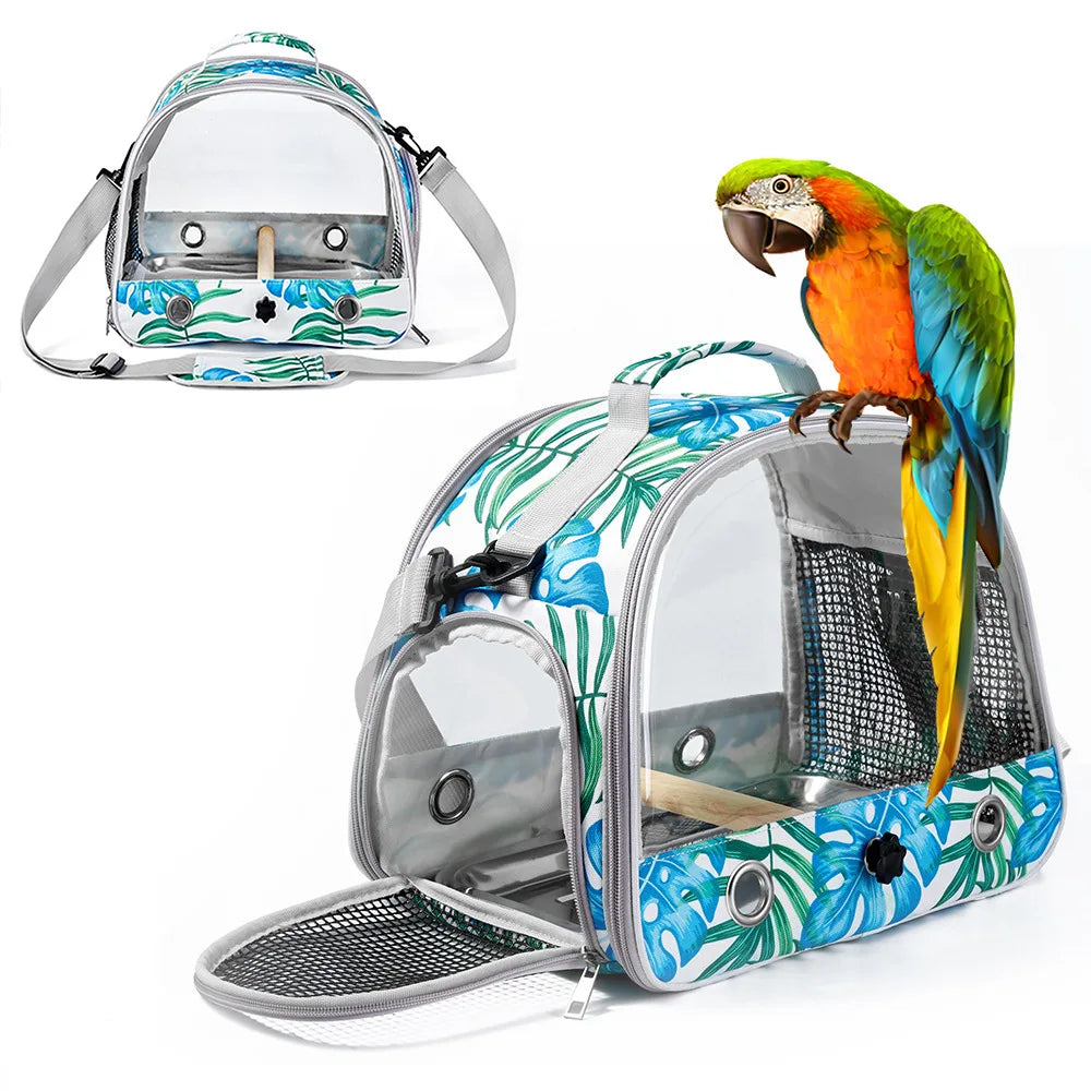 Portable Clear Bird Parrot Transport Cage Breathable Bird Carrier Travel Bag  Rabbit Mole Hamster Hedgehog Small Pet Outdoor Bag