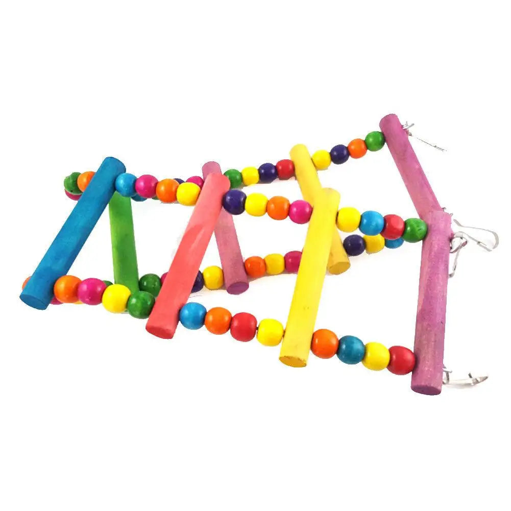 Parrot Macaw Cage Swing Shelf  Pet Bird Toys Pet Bird Toys Colourful Wooden Ball Ladder Climb Parrot Birds Toy Accessory