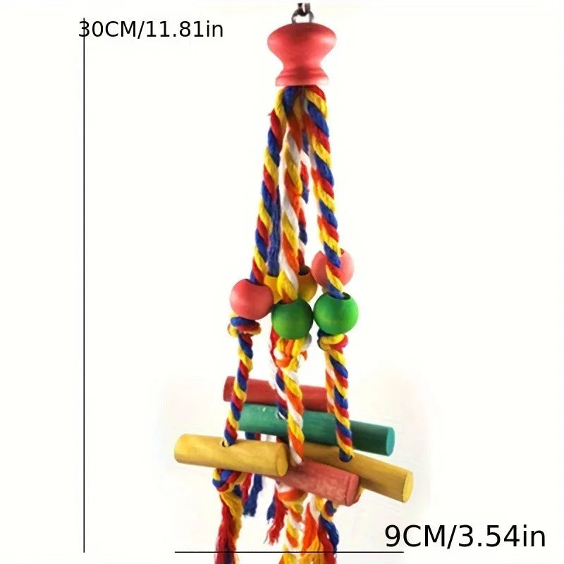 8PCS Set Combination Parrot Bird Toys Wood Articles Bite Pet Bird Toys For Parrot Training Bird Toy Swing Ball Bell Standing