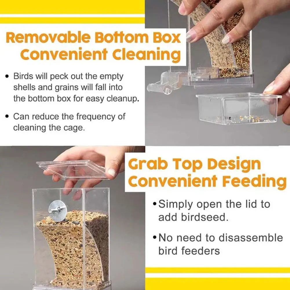 New Automatic Bird Feeder Neat Parrot Pigeon Transparent Feeder Large Capacity Hanging Anti-sprinkler Feeder Bird Box Container