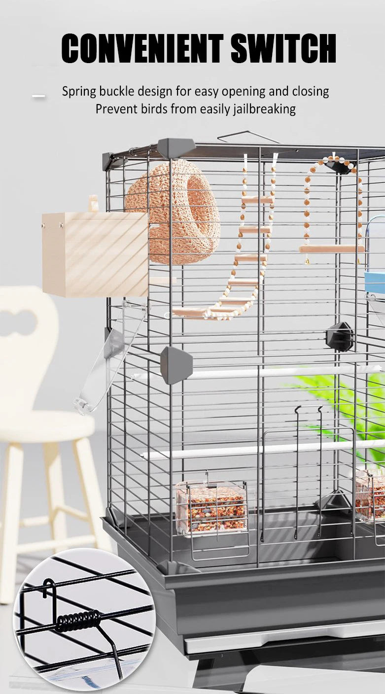 Large Birdcage Standing Ornamental BirdCage Easy To Clean Large Space House Breeding Bird Flight Cage Home Crate Parrot Nest