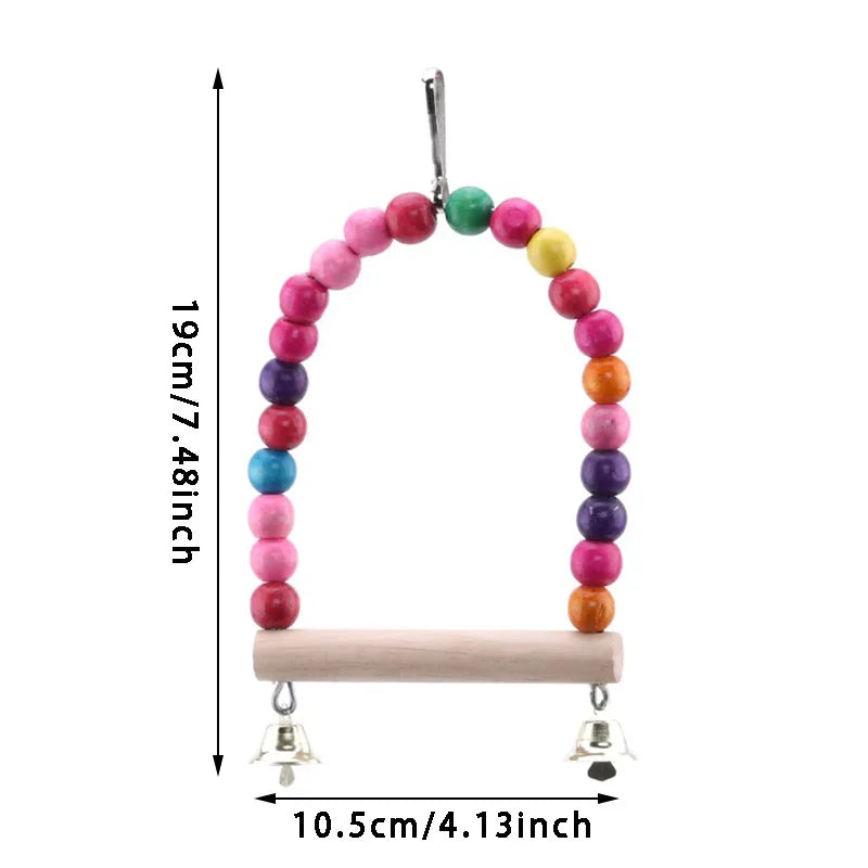 8PCS Set Combination Parrot Bird Toys Wood Articles Bite Pet Bird Toys For Parrot Training Bird Toy Swing Ball Bell Standing