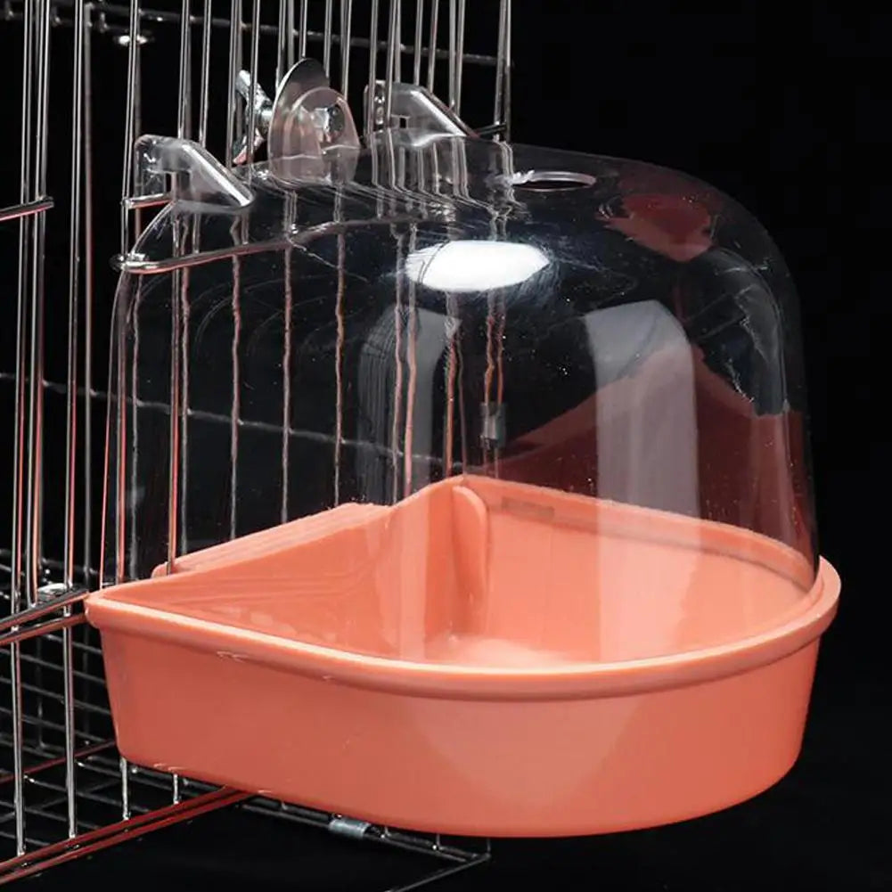 Clear Hanging Bird Bath for Cage Parakeet Bird Cage Accessories Parrots Bathtub Bath Shower Cage for Canary Budgerigar Cockatiel