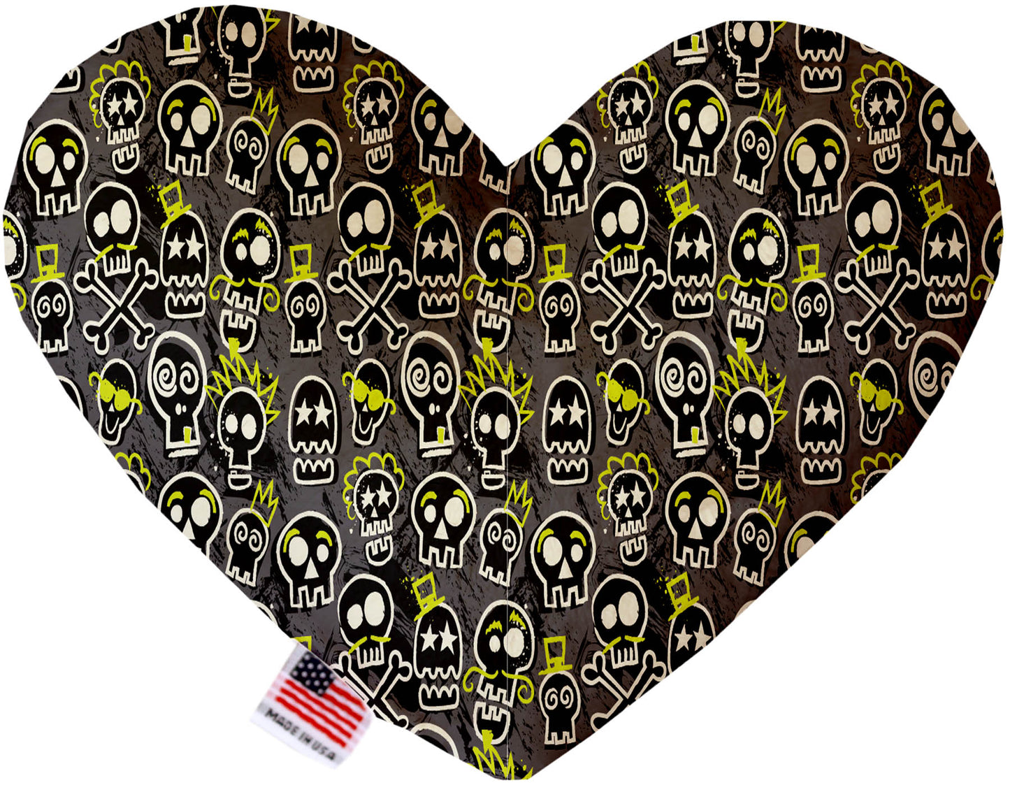 Pet and Dog Plush Heart or Bone Toy, "Skulls Group" (Available in different sizes, and 12 different pattern options!)