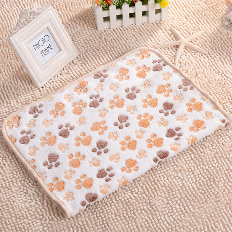 Floral Pet Sleep Warm Paw Print Bed