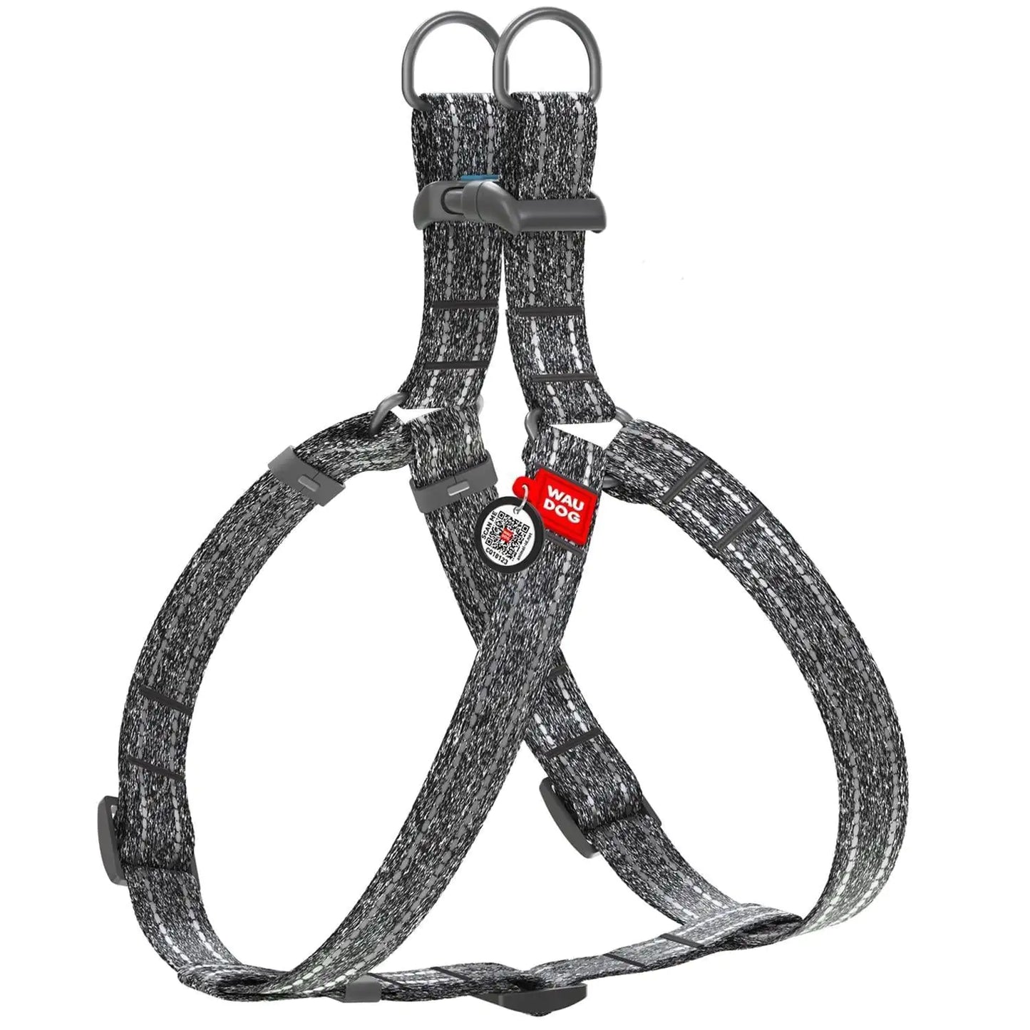 Grey Cotton Dog Harness Soft Eco Friendly Adjustable for Large Dogs L Size