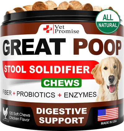 Great Poop Probiotics for Dogs Dog Stool Softener High Fiber for Dogs 120 Chews