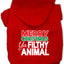 Christmas Pet Dog & Cat Hoodie Screen Printed, "Merry Christmas Ya Filthy Animal"