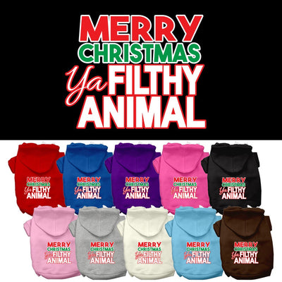 Christmas Pet Dog & Cat Hoodie Screen Printed, "Merry Christmas Ya Filthy Animal"