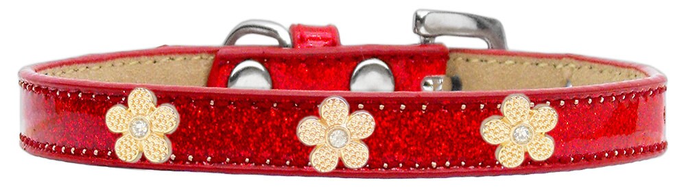 Dog, Puppy & Pet Widget Ice Cream Collar, "Gold Flower"