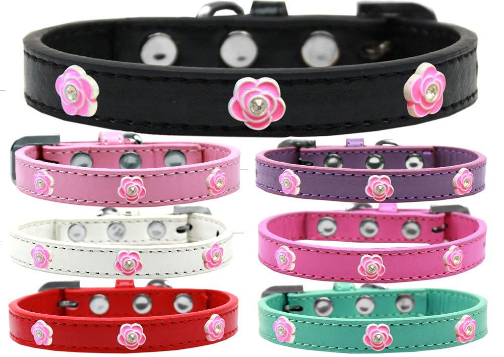 Dog, Puppy & Pet Widget Fashion  Collar, "Bright Pink Roses"