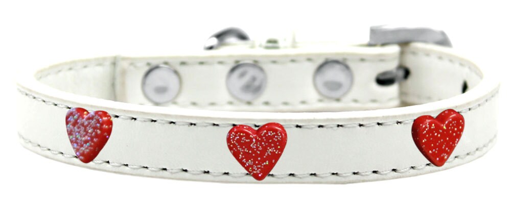 Dog, Puppy & Pet Widget Fashion  Collar, "Red Glitter Heart"