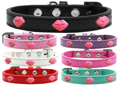 Dog, Puppy & Pet Widget Fashion  Collar, "Pink Glitter Lips"