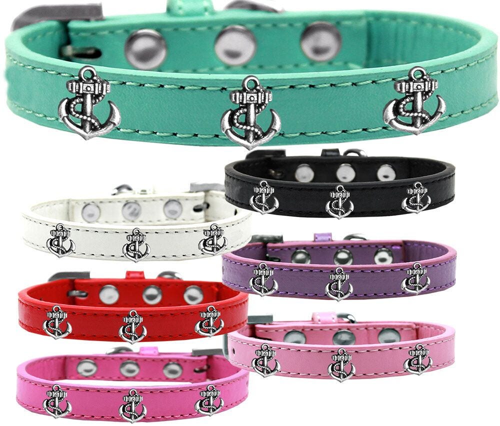 Dog, Puppy & Pet Widget Fashion  Collar, "Silver Anchor"