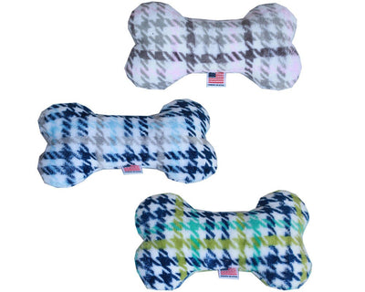 Pet and Dog Plush 6" Bone Toy, "Classic Plaids Group" (Available in 3 different colorway options!)