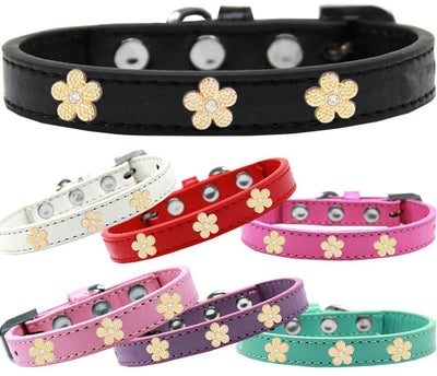 Dog, Puppy & Pet Widget Collar, "Gold Flower"