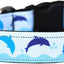 Pet Dog & Cat Nylon Collar or Leash, "Blue Dolphins"