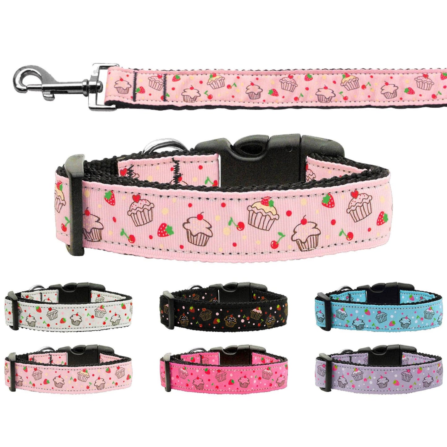 Pet Dog & Cat Nylon Collar or Leash, "Cupcakes"